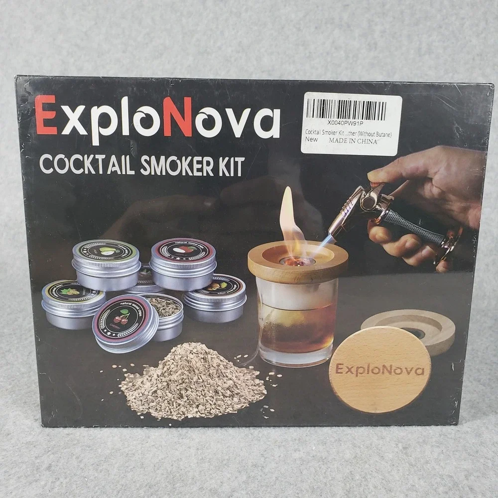 ExploNova Cocktail Smoker Kit with Torch Wood Chips Professional Bar Infuser Set